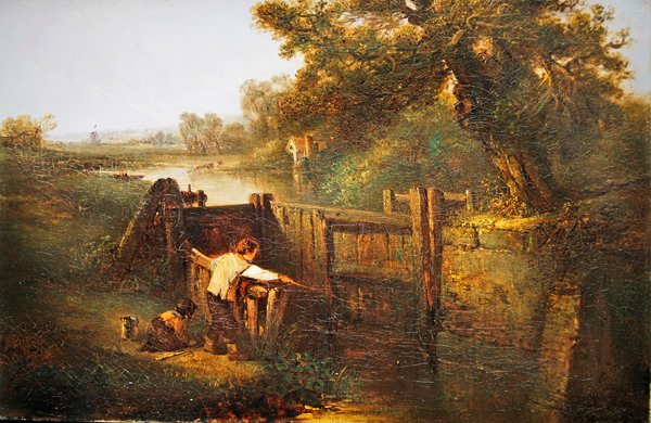 Låsescene (olie på panel) af Edward Robert Smythe