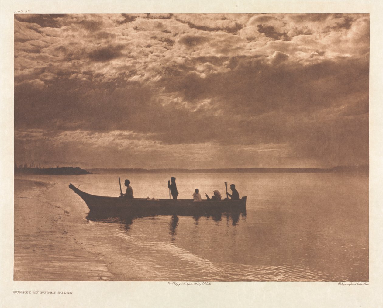 Portfolio IX, Plade 316: Solnedgang på Puget Sound af Edward S. Curtis