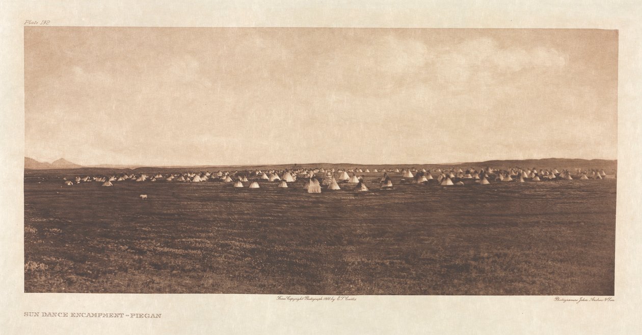 Portfolio VI, plade 192: Soldanslejr - Piegan af Edward S. Curtis