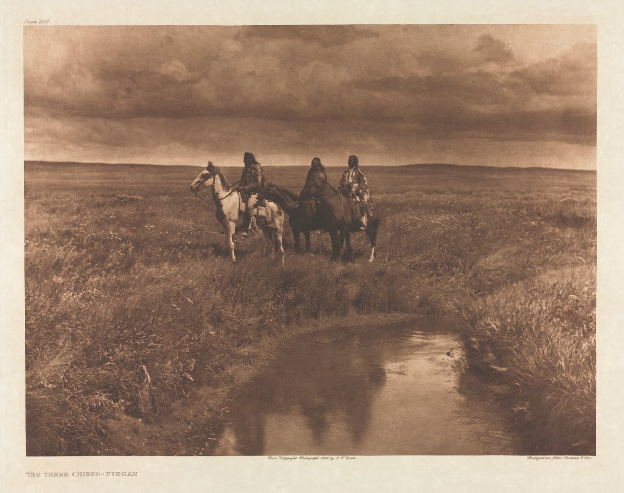 Portfolio VI, Plade 209: De tre høvdinge - Piegan af Edward S. Curtis