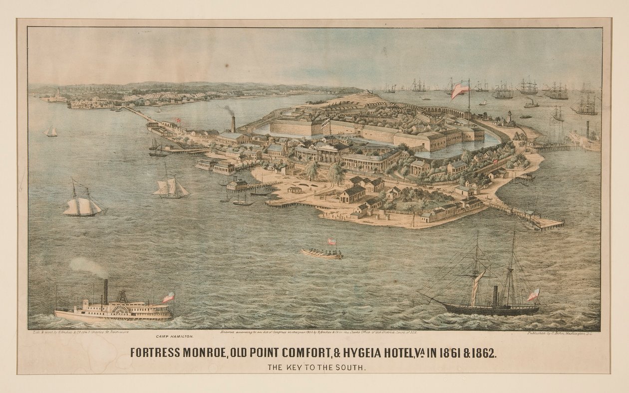 Fortress Monroe, Old Point Comfort og Hygeia Hotel, Va. i 1861 og 1862 af Edward Sachse