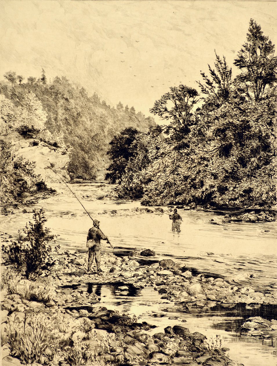 The Tees: The Tees at Ovington, ca. 1880 (ætsning) af Edward Slocombe