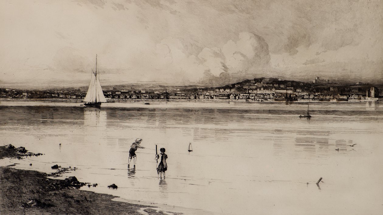 Broughty Ferry fra Tayport (ætsning) af Edward Smith Hodgson