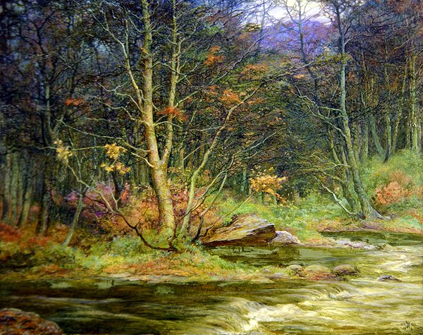 A Woodland Rivulet (olie på lærred) af Edward Steel Harper