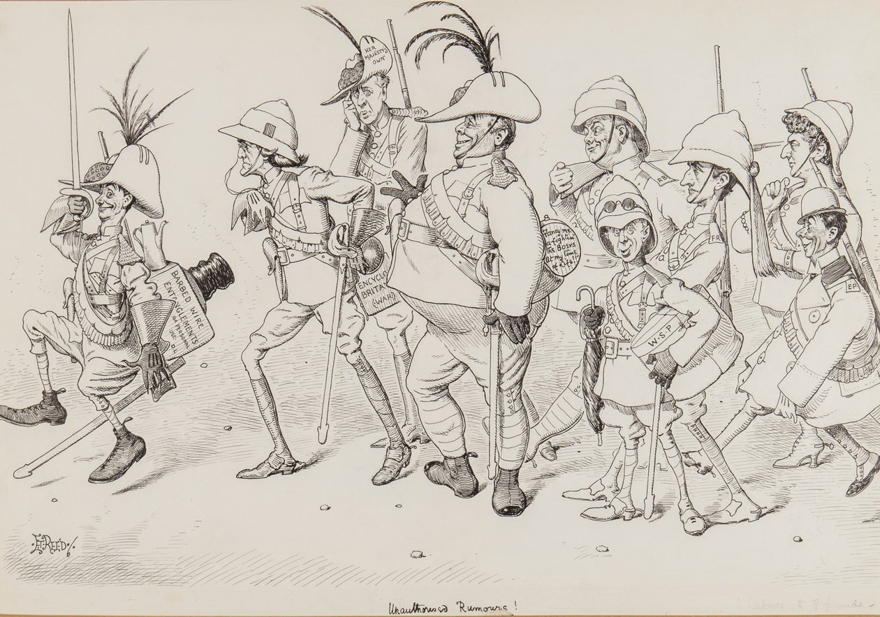 Dan Leons Light Horse, herunder karikaturer af Henry Irving, Beerbohm Tree, R.B., W.S. Penley, Forbes Robertson og E.P., til Punch, november 1902 af Edward Tennyson Reed