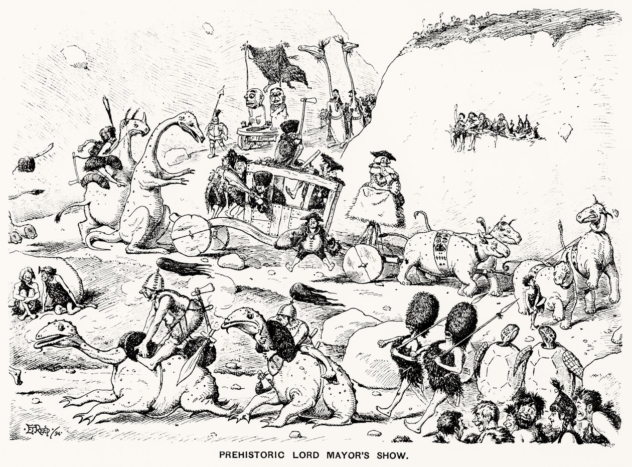Forhistorisk Lord Mayors Show, 1894 (pen og blæk) af Edward Tennyson Reed