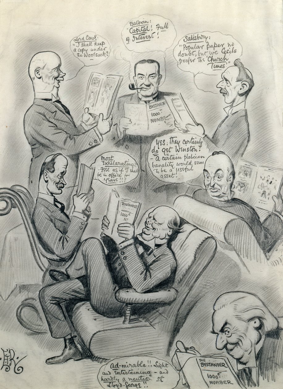 The Bystander 1000th Number, med Lord Cave (1856-1928) Stanley Baldwin (1867-1947), Lord Salisbury (1861-1947), Herbert Asquith (1852-1928) og Winston Churchill (1874-1965) af Edward Tennyson Reed