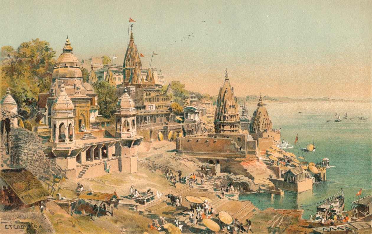 Benares på Ganges, 1892, 1904 af Edward Theodore Compton