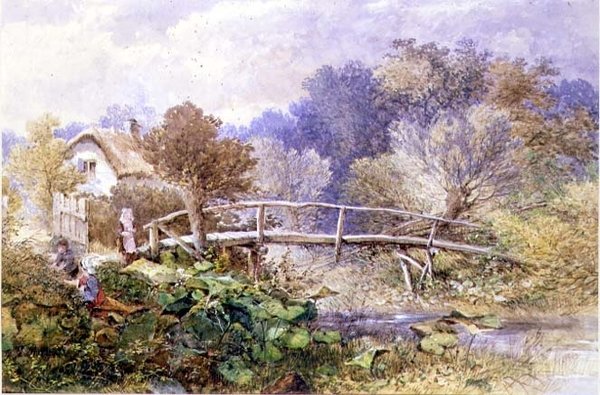 On Tapsy Brook, Herefordshire (akvarel) af Edward Turner