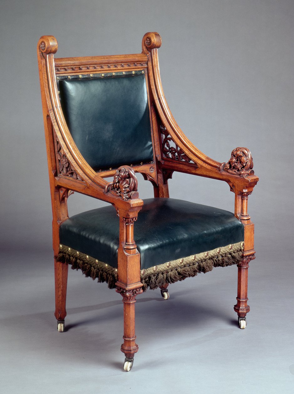 Stol, sandsynligvis lavet af Crace (egetræ) af Edward Welby Pugin