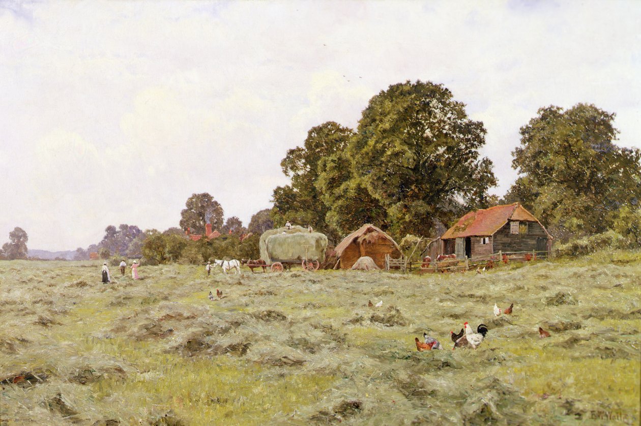 Høproduktion i Fittleworth, Sussex (olie på lærred) af Edward Wilkins Waite