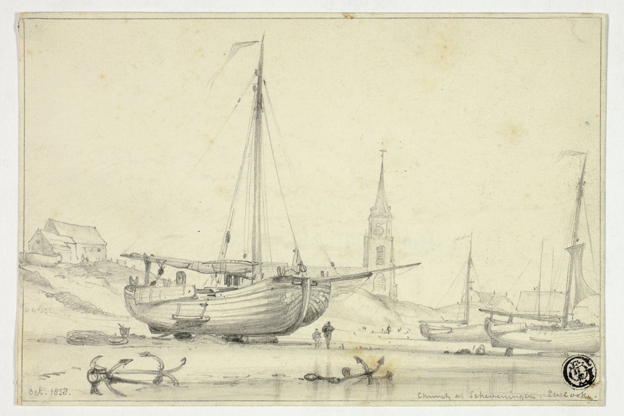 Kirke i Scheveningen af Edward William Cooke