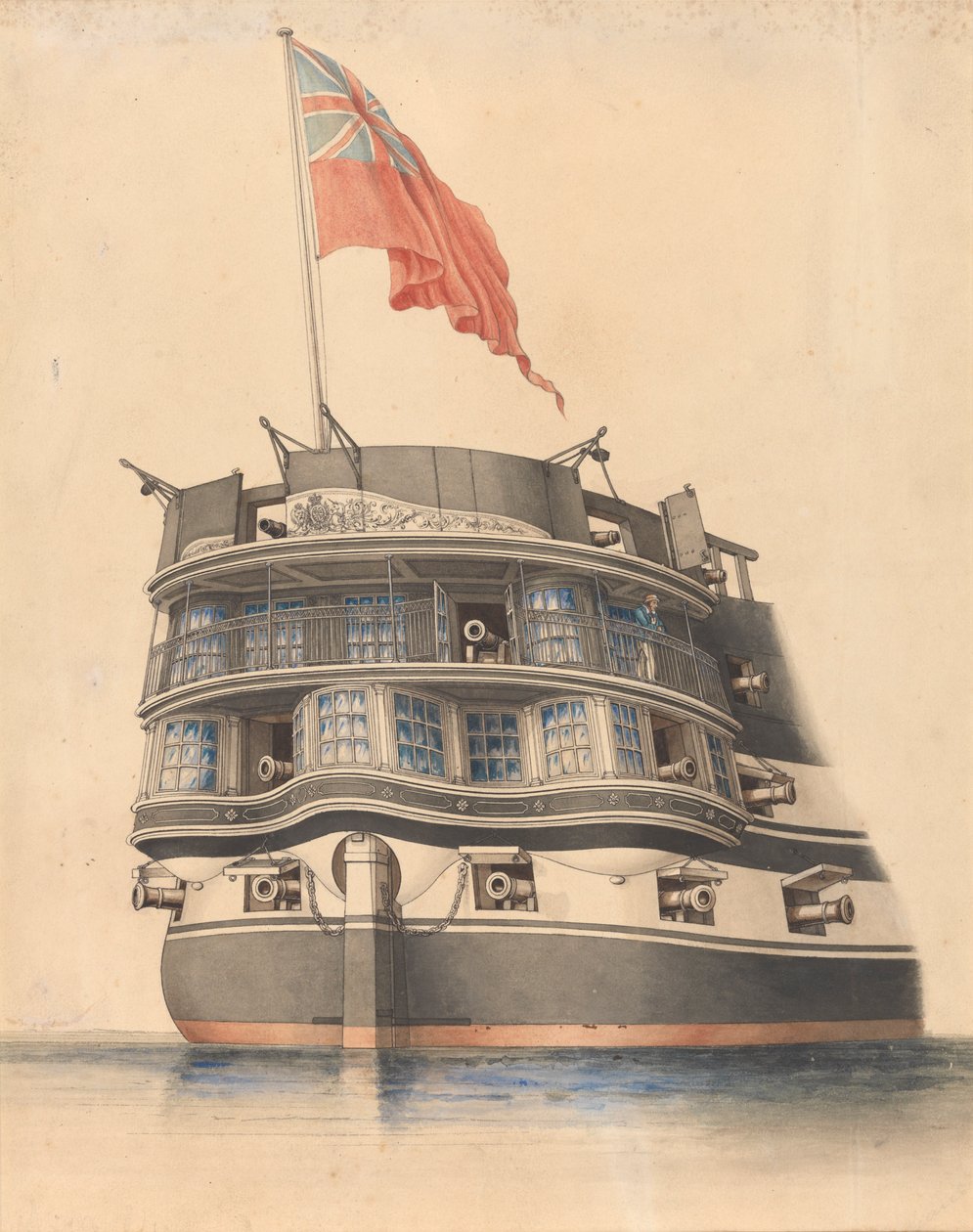 Detaljeret billede af agterenden af HMS 