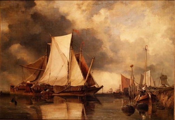 Fiskerbåde på grund ved Schelde af Edward William Cooke