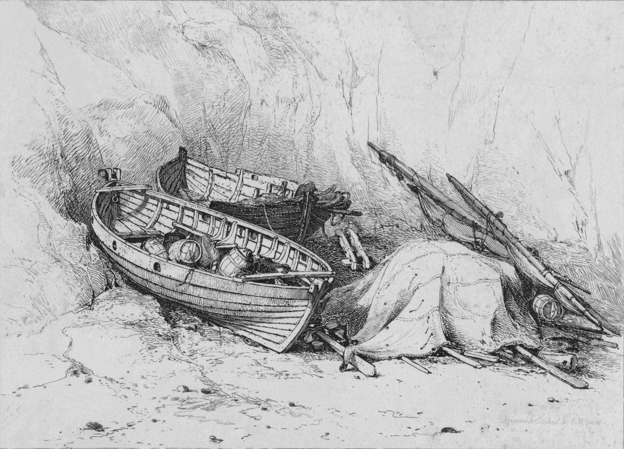 På stranden ved Cromer, c1828. af Edward William Cooke