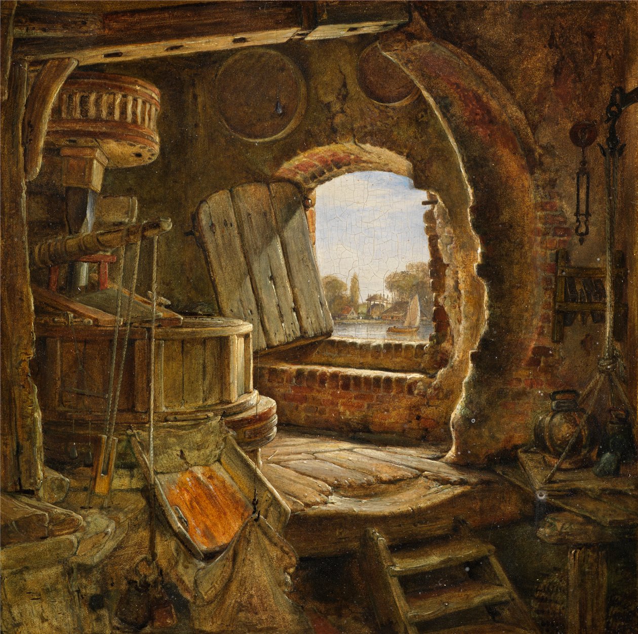 Rembrandts fars mølle, 1843 af Edward William Cooke