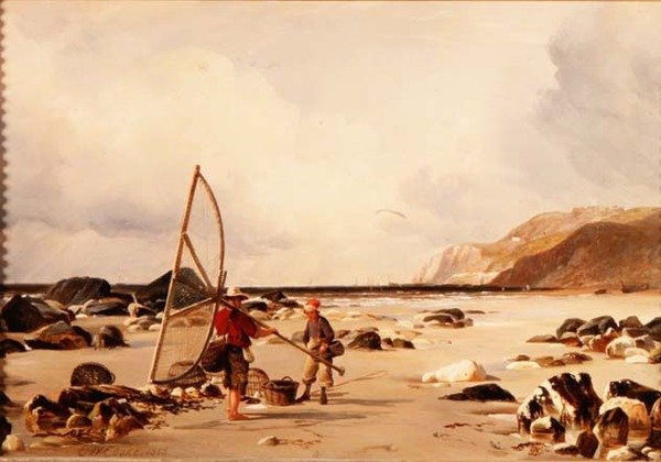 Rejer på en strand af Edward William Cooke