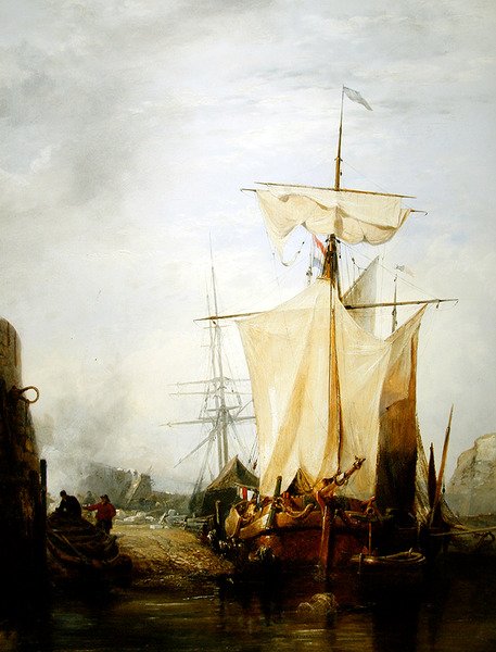 St. Peter Port, Guernsey (olie på lærred) af Edward William Cooke