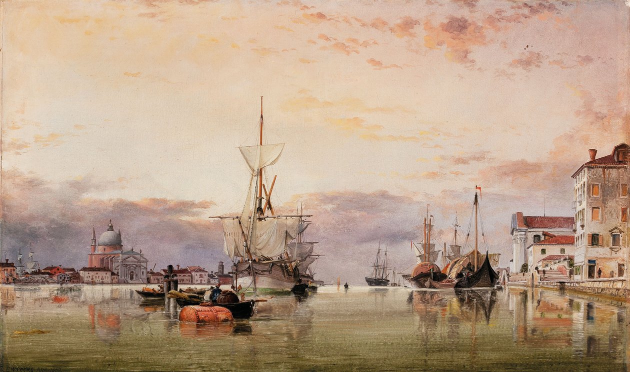 Canale della Giudecca med Redentore Beyond, 1863 af Edward William Cooke