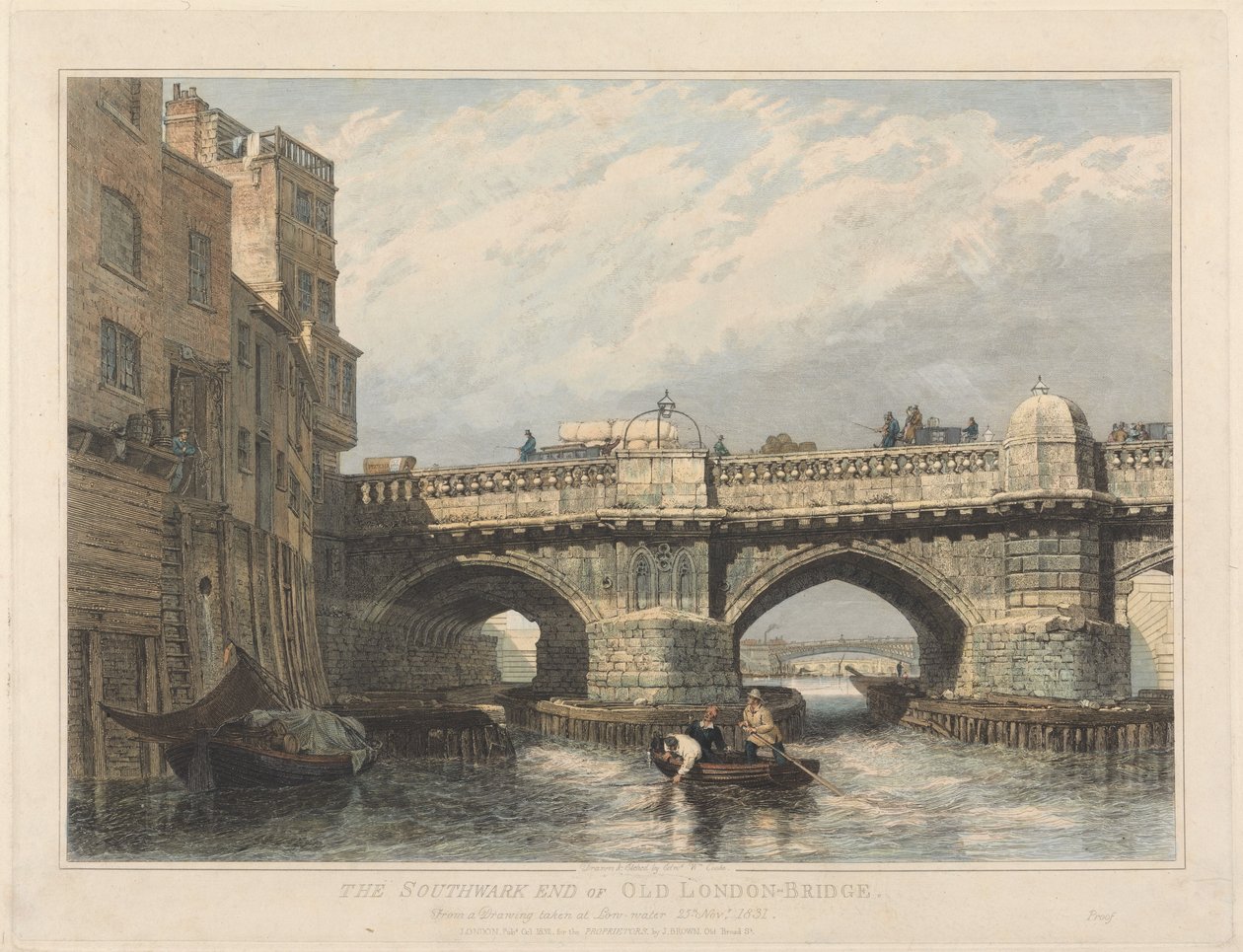 Den del af den gamle London Bridge, der ligger i Southwark af Edward William Cooke