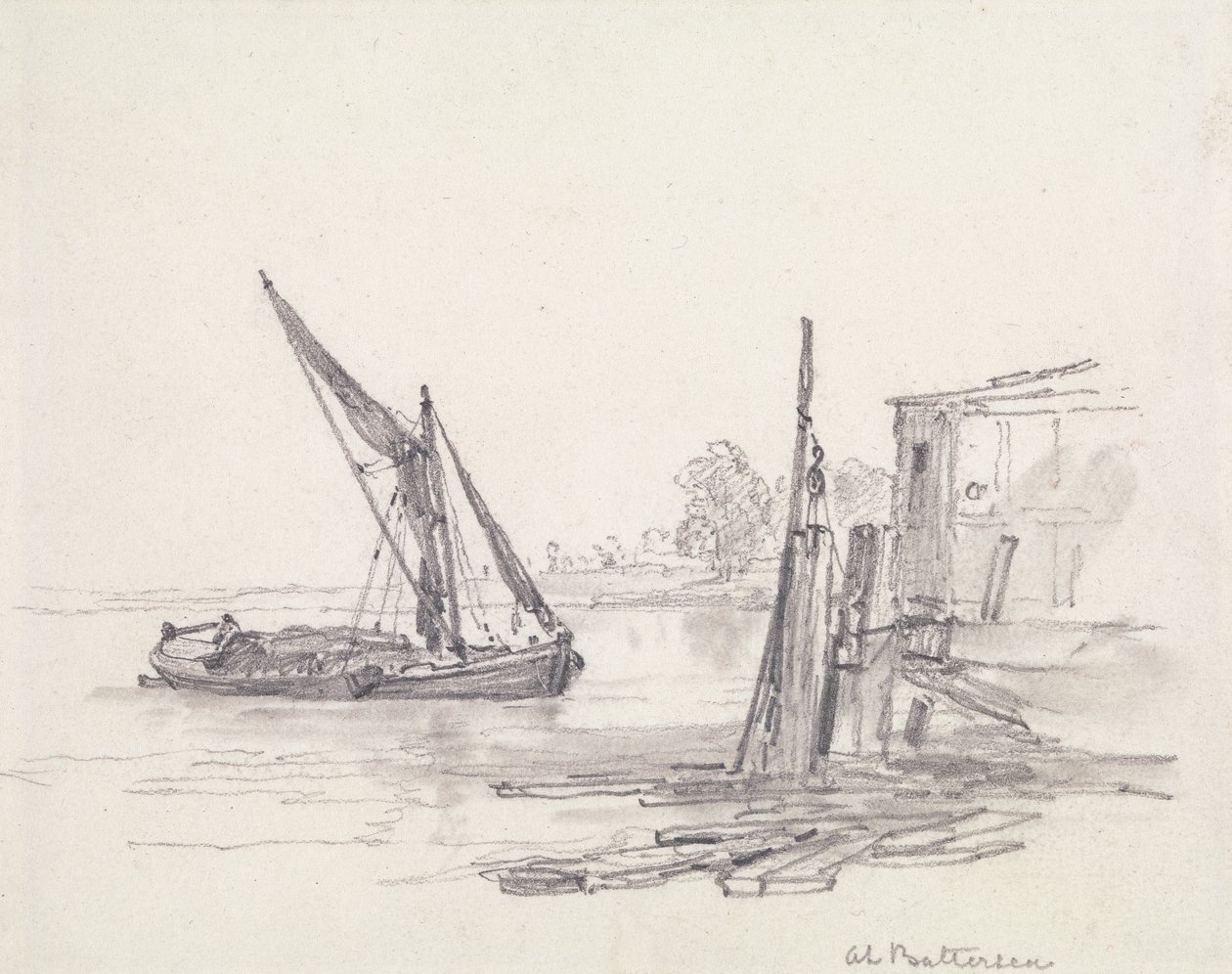 Udsigt over Themsen ved Battersea af Edward William Cooke
