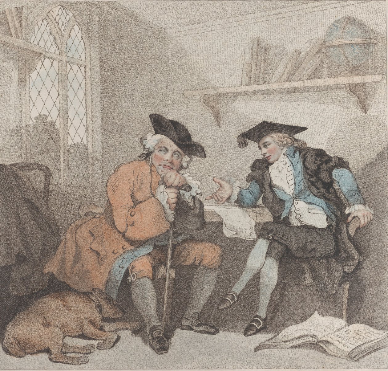 En kollegiescene eller et frugtesløst forsøg på pungen af gamle firkantede tæer, 1. august 1787. af Edward Williams