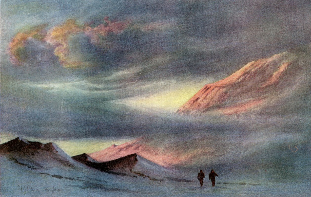 En solnedgang fra Hut Point, 2. april 1911, 1913 af Charles Edward Wilson