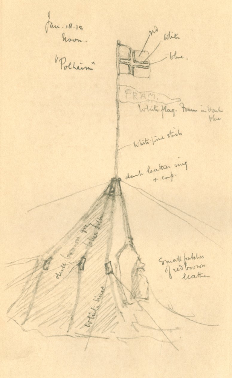 Amundsens telt på Sydpolen, 18. januar 1912, 1913 af Charles Edward Wilson