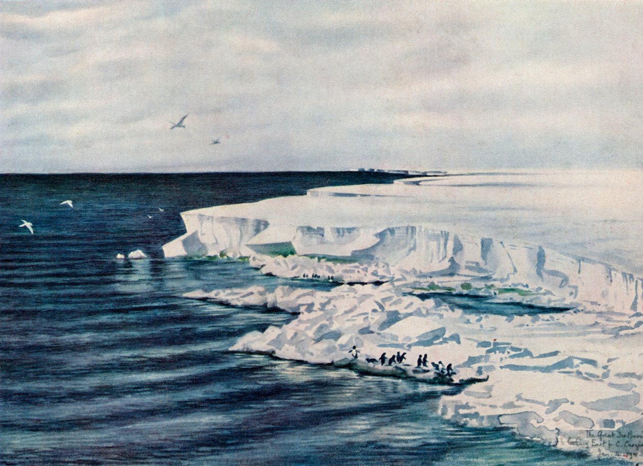 Den store isbarriere, der ser mod øst fra Cape Crozier, 4. januar 1911, 1913 af Charles Edward Wilson