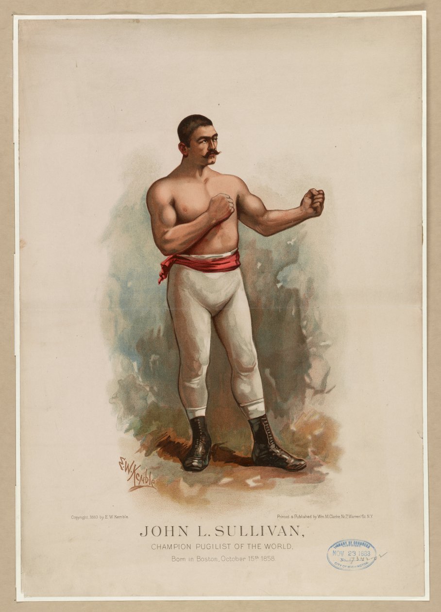 John L. Sullivan, verdensmester i pugilist, ca. 1883 (kromolitografi) af Edward Windsor Kemble