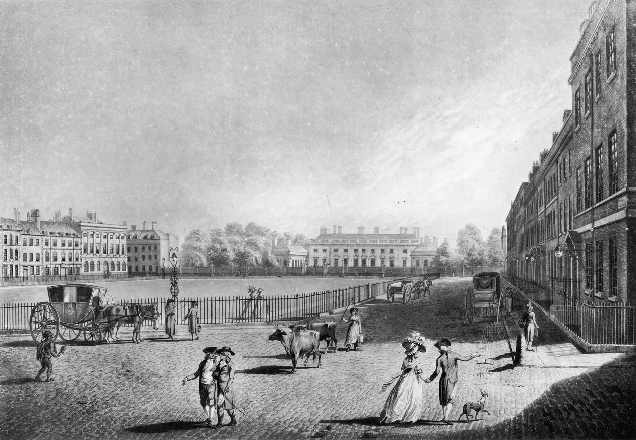 Udsigt over Bloomsbury Square, 1787 af Edward (after) Dayes