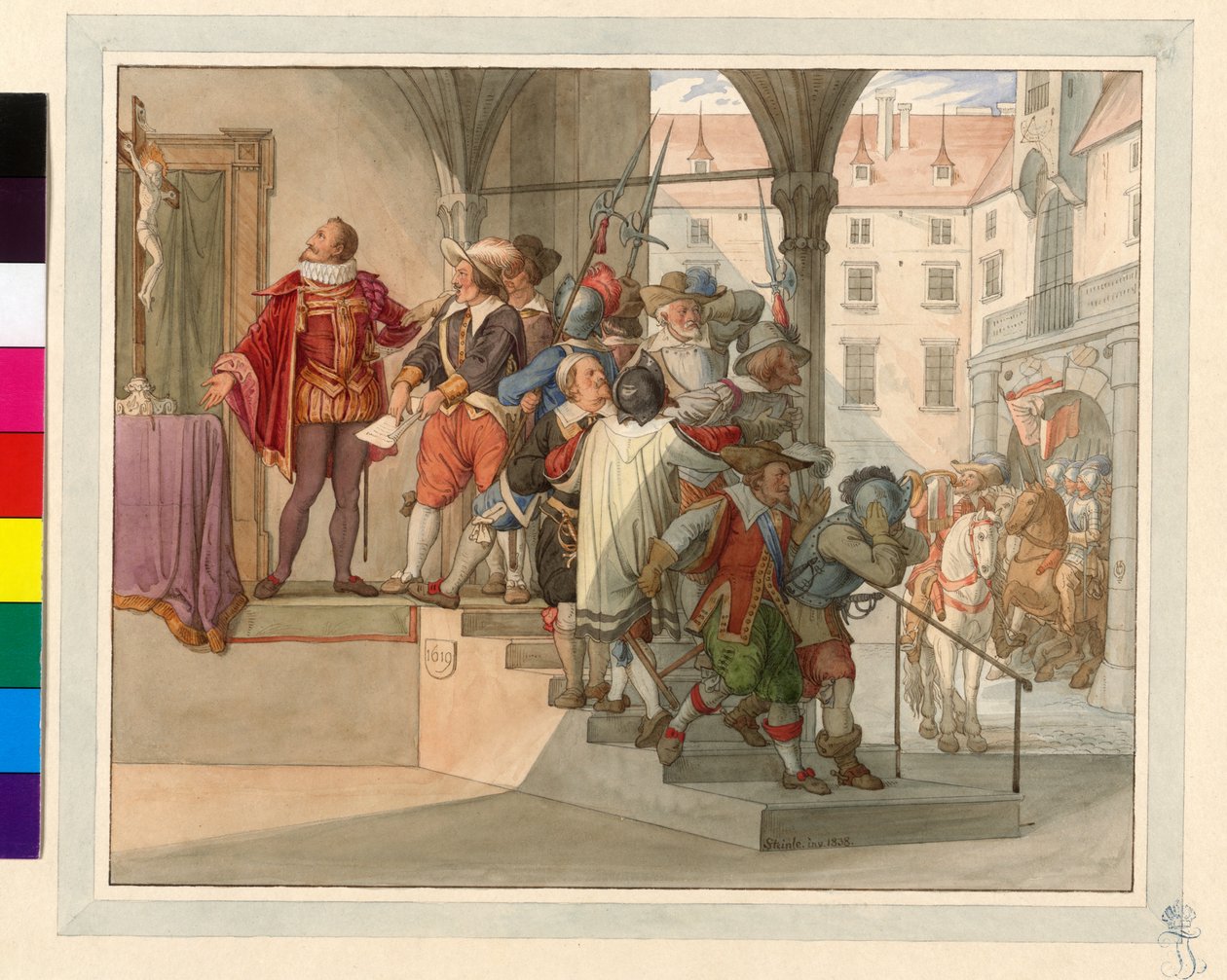 En deputation af østrigske protestanter står foran kejser Ferdinand II. 1619 (Sturm-petition) af Edward von Steinle