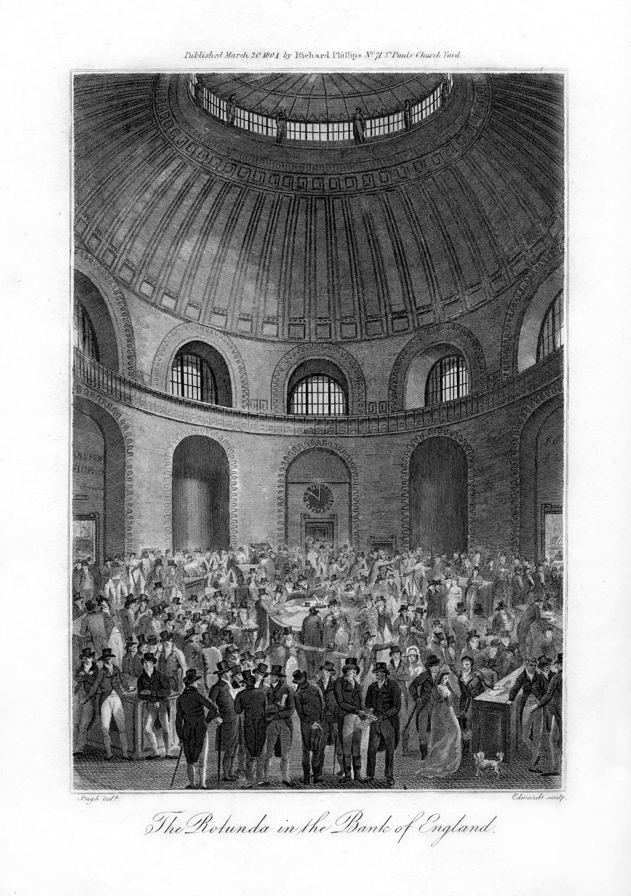 Rotunden i Bank of England, London, 1804. af Edwards