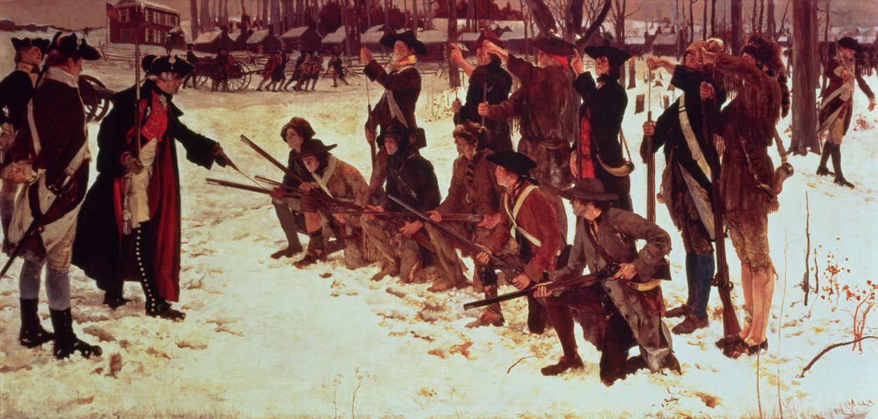 Baron von Steuben borede amerikanske rekrutter ved Valley Forge i 1778, 1911 af Edwin Austin Abbey