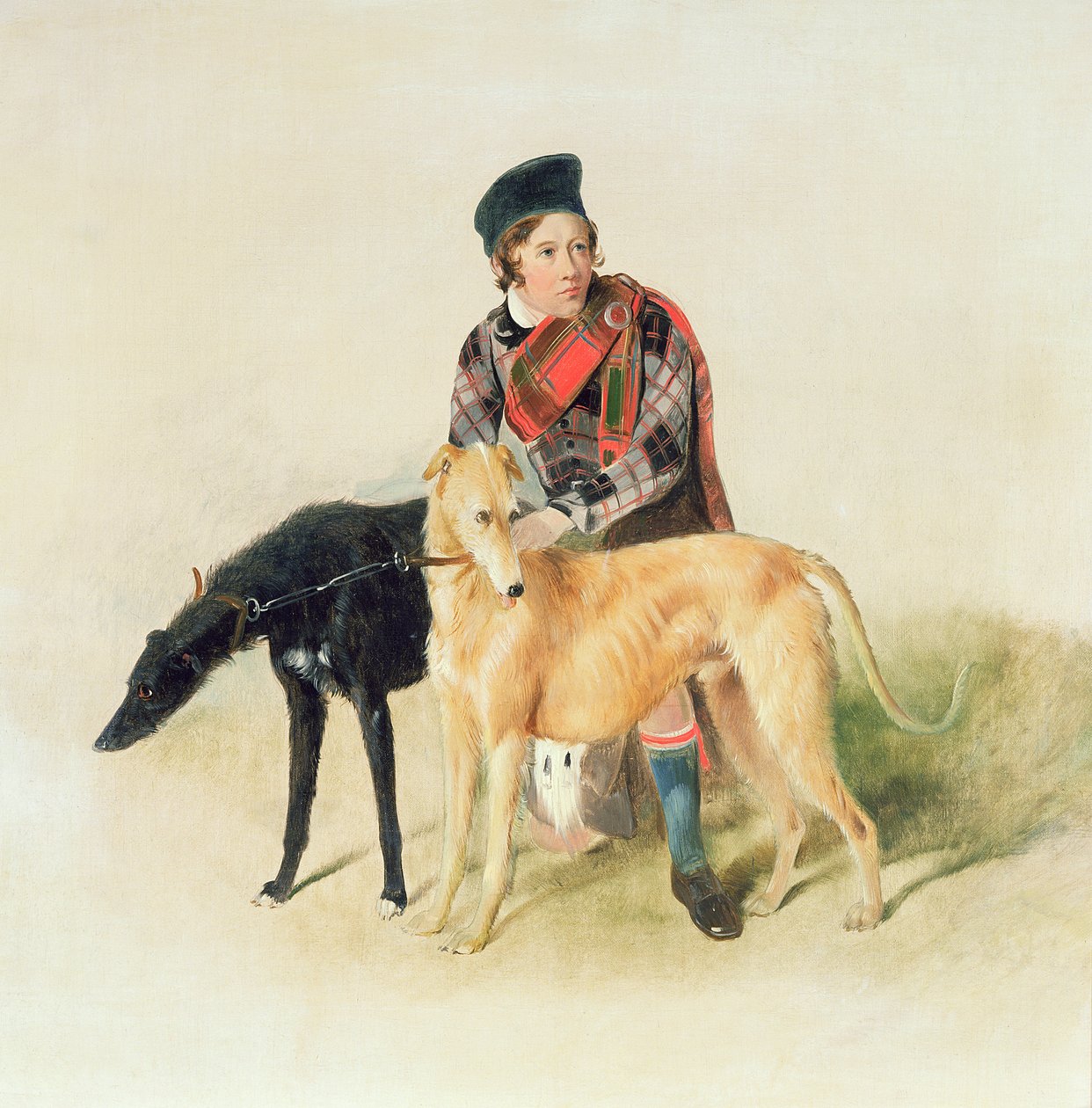 En Ghillie og to Deerhounds af Edwin Landseer