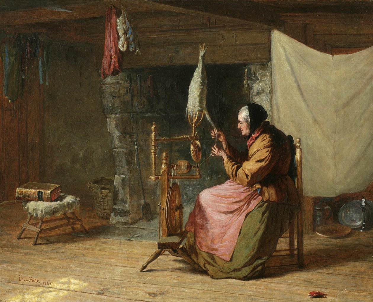Olden Times - også kendt som Spinning Flax, Olden Times, 1861 af Edwin White