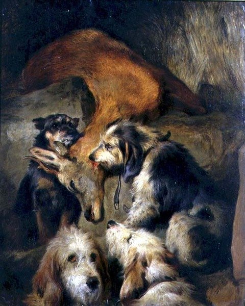En kronhjorts død (olie om bord) af Edwin (attr. to) Landseer