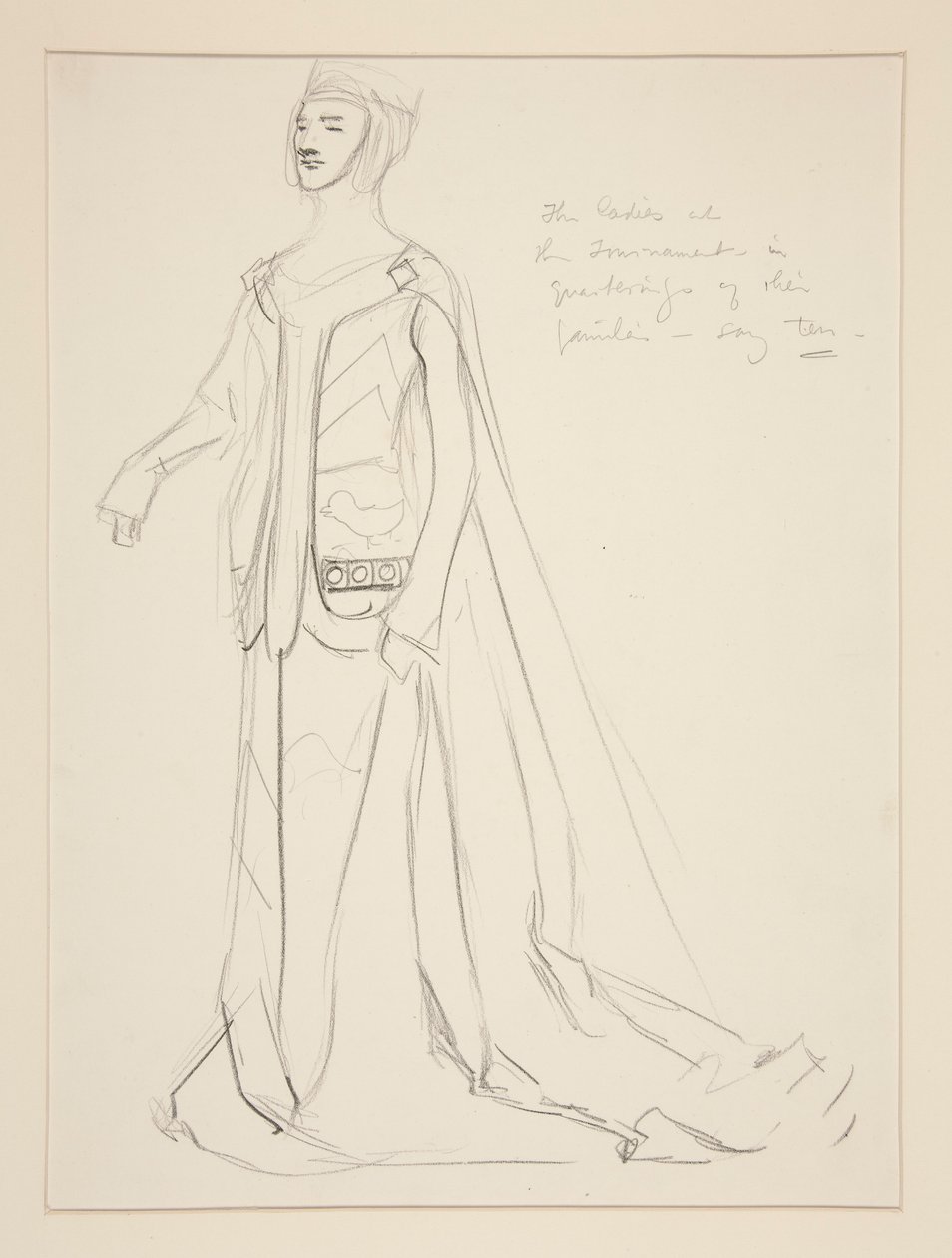En dame, kostumeskitse til Henry Irving af Edwin Austin Abbey