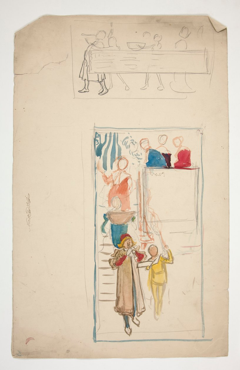En procession - uidentificeret illustration til et skuespil(?) af Edwin Austin Abbey