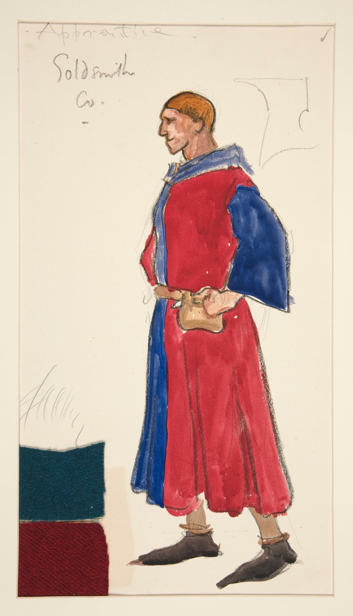 Guldsmedlærling, kostumeskitse til Henry Irving af Edwin Austin Abbey
