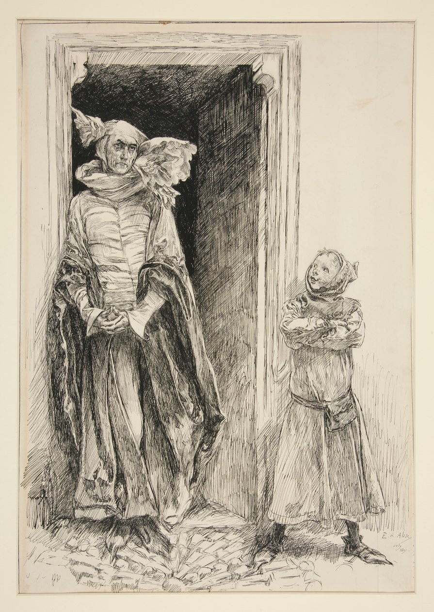 Armando og mund, fra akt III, Scene i, Kærlighed af Edwin Austin Abbey