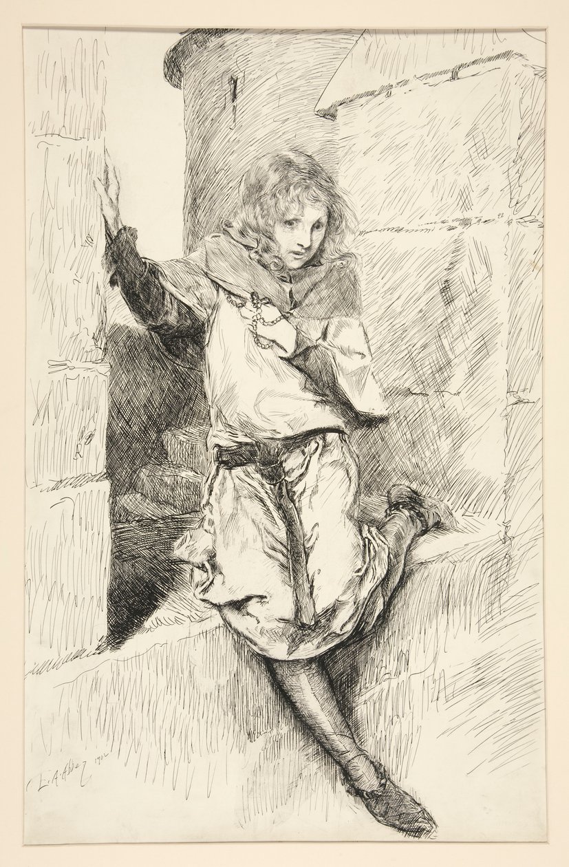 Arthur - IV. Akt, Scene III, Kong John af Edwin Austin Abbey