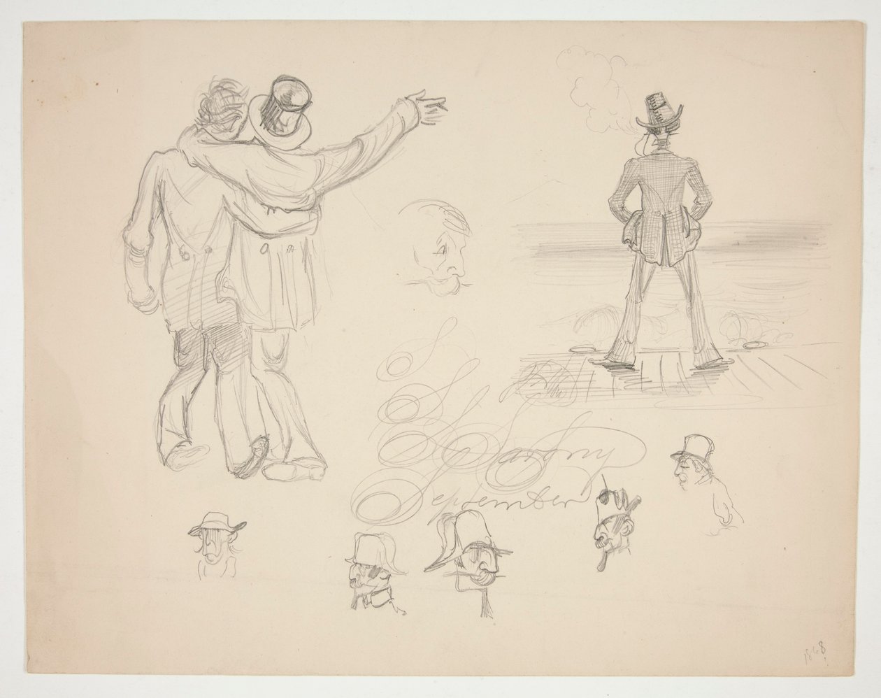 Assorterede mandlige figurstudier af Edwin Austin Abbey