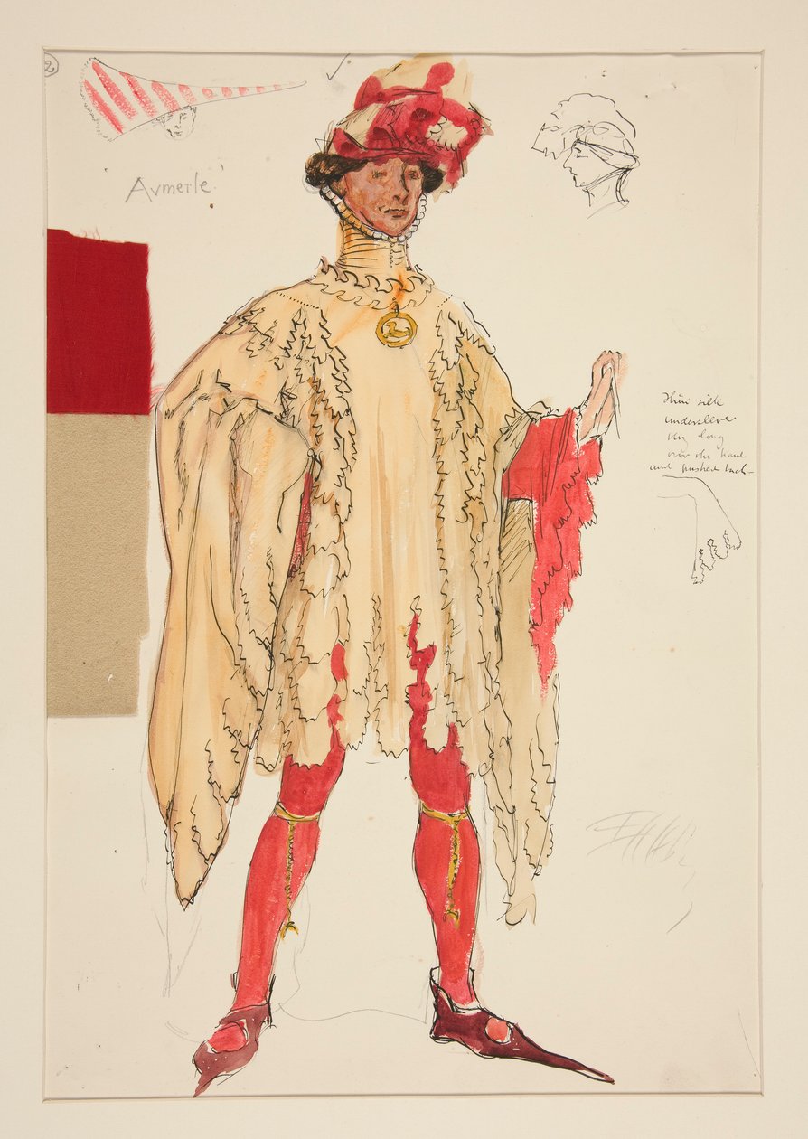Aumerle, kostumeskitse til Henry Irving af Edwin Austin Abbey