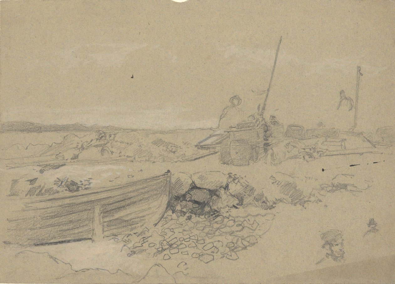 Strandscene med dory af Edwin Austin Abbey