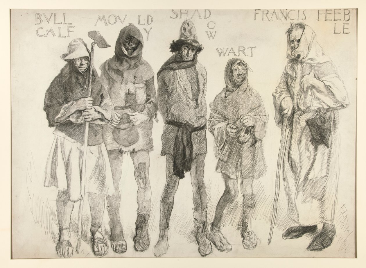 Før Justice Shallow af Edwin Austin Abbey
