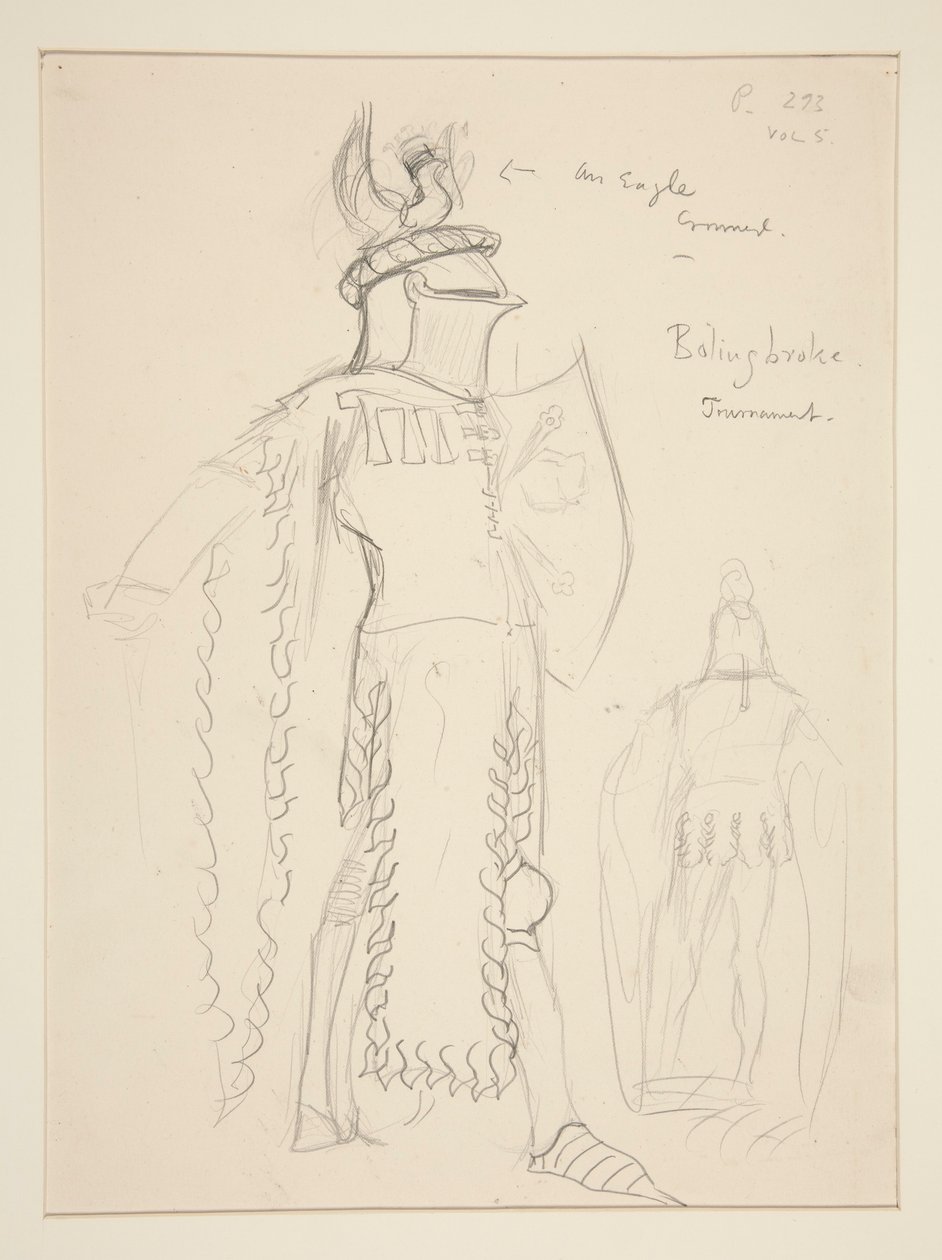 Bolingbroke (turneringsscene), kostumeskitse til Henry Irving af Edwin Austin Abbey