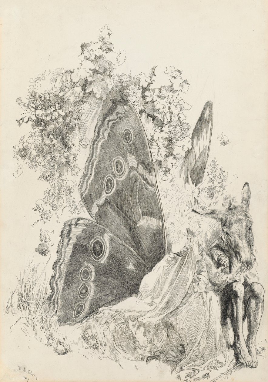 Bund og Titania, illustration til En skærsommernat af Edwin Austin Abbey