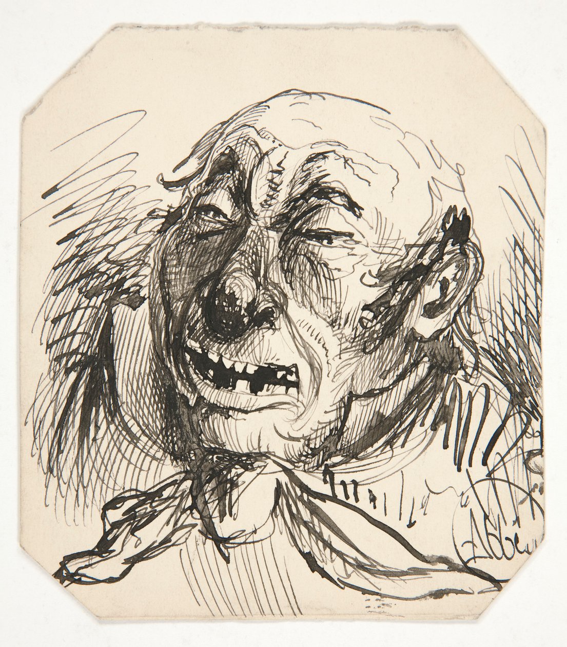 Karikatur af en skaldet mand af Edwin Austin Abbey