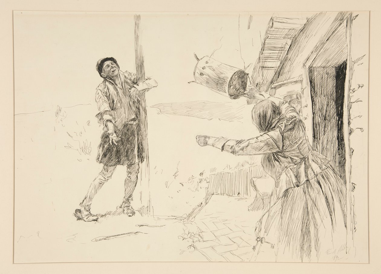 Christopher Sly, illustration til Introduktion, Scene ii, Taming of the Shrew af Edwin Austin Abbey